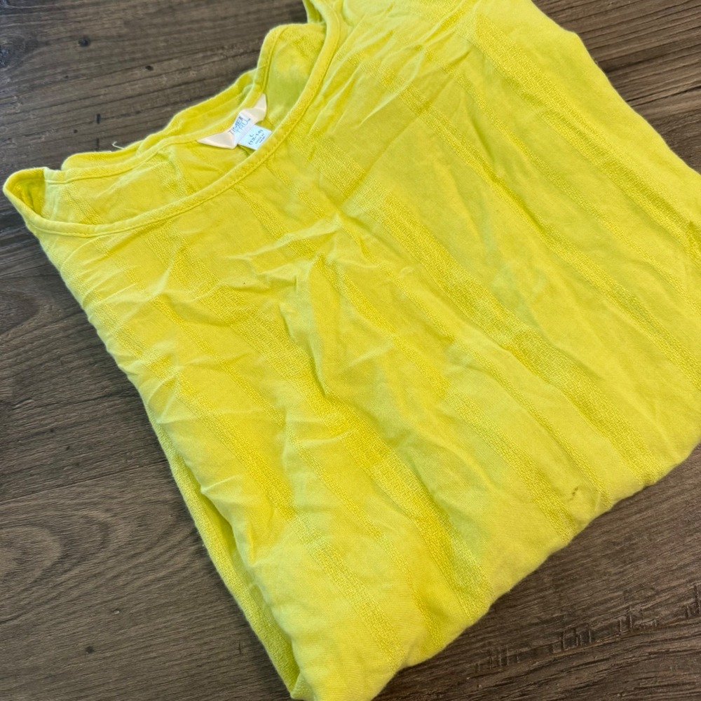 Time and Tru yellow Tie Front Short Sleeve Top Cotton Linen Blend Large‎ 12-14